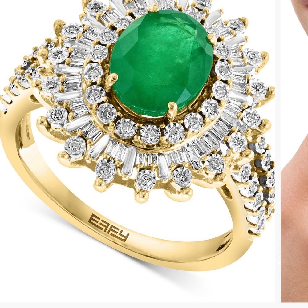 Effy Green and Diamond Gold Ring